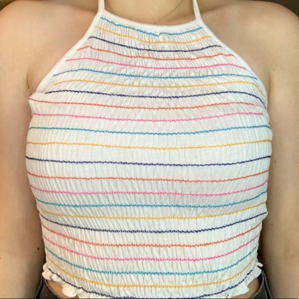 rainbow stripped backless top